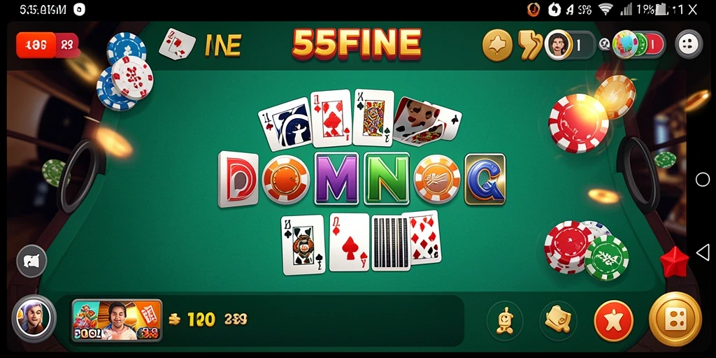 Tampilan screenshot 55FIVE yang menampilkan gameplay Domino yang menarik.