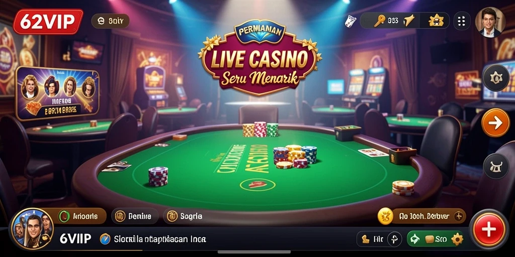 Tampilan gameplay Live Casino yang menarik di aplikasi 62VIP.