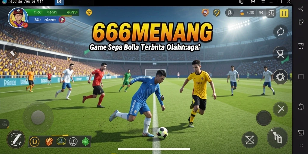 Screenshot menampilkan aksi mendebarkan dalam permainan sepak bola.