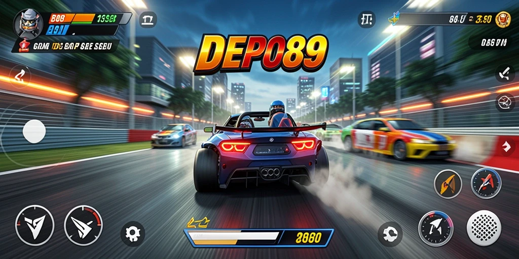 Gameplay balap mendebarkan di DEPO89 dengan mobil kencang.