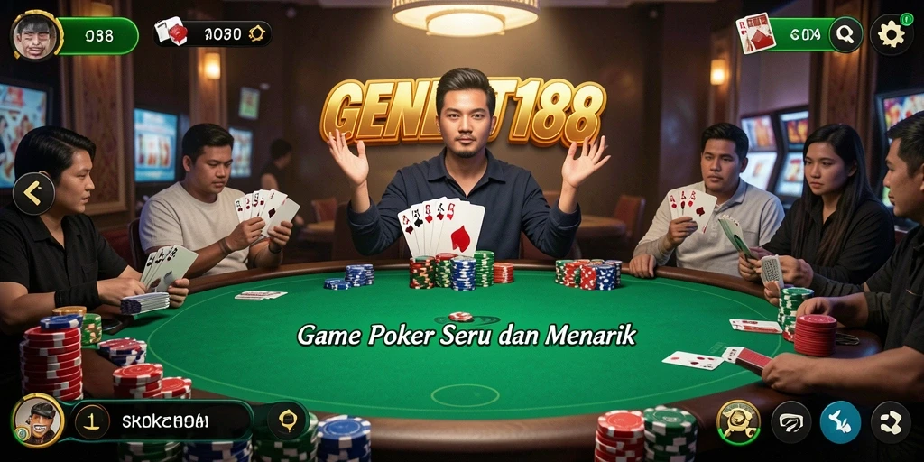 Tampilan permainan Poker yang seru dan mendebarkan di GENDUT188.