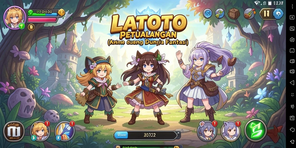 Tampilan layar LATOTO dengan aksi seru dari karakter Anime.