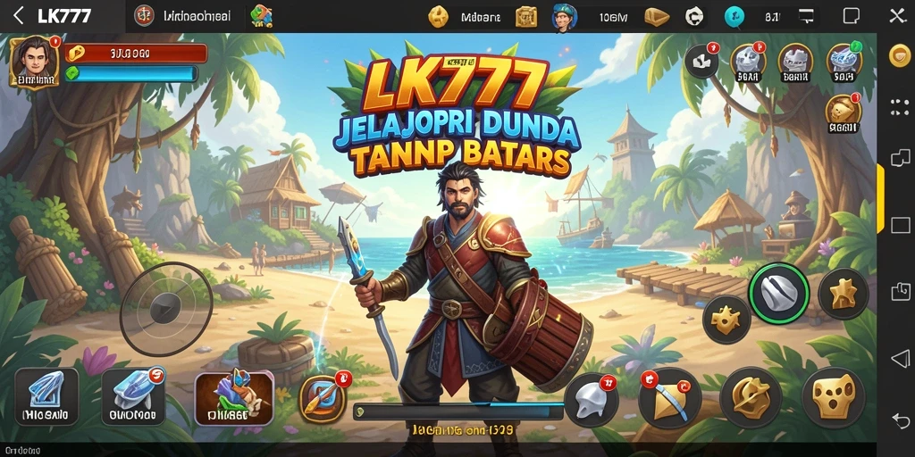 Screenshot utama LK777 menunjukkan aksi eksplorasi di dunia terbuka.