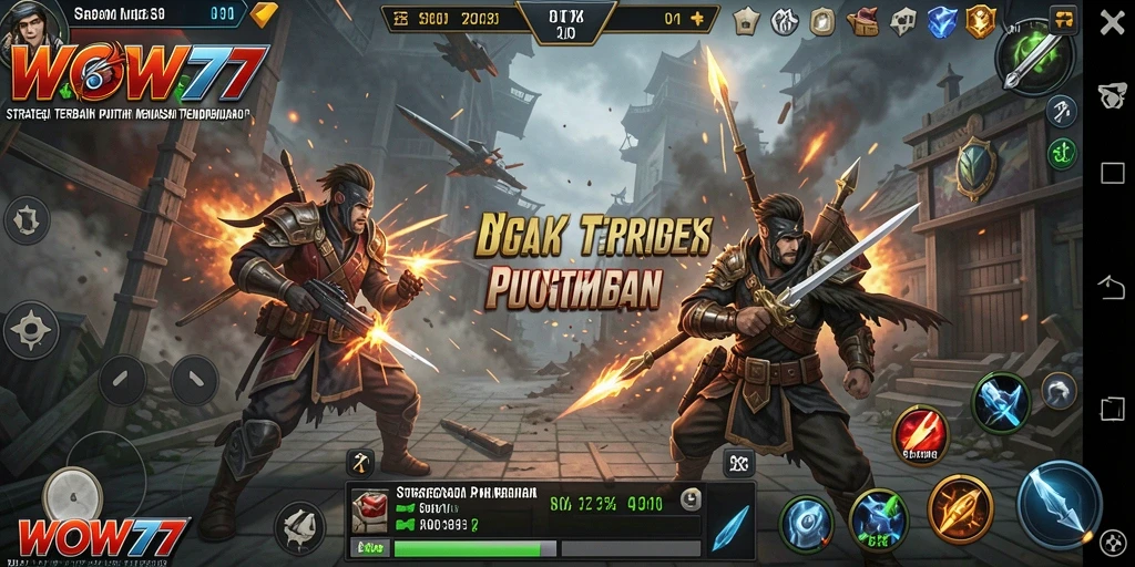 Tangkapan layar gameplay WOW77 yang menampilkan strategi pertempuran.